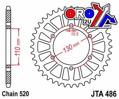 REAR SPROCKET ALLOY JTA486.52, HONDA ROAD JT