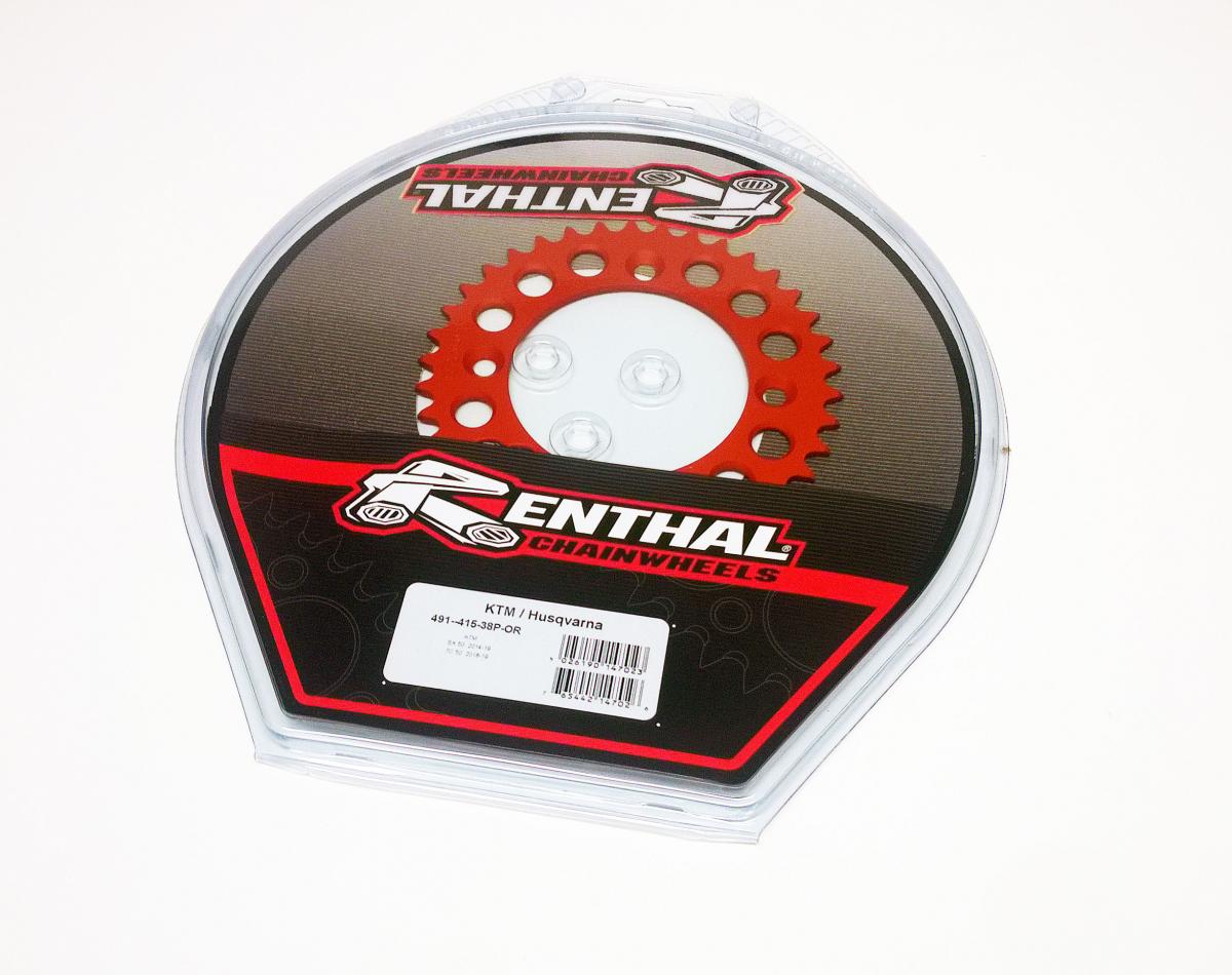 REAR SPROCKET RENTHAL 491, KTM/HUSKY 50 14-25, 38T ORANGE, 491--415-38P-OR