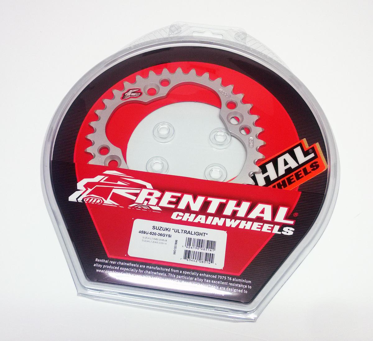 REAR SPROCKET ALLOY RENTHAL, ULTRALITE 459U-520-36GYSI SILVER