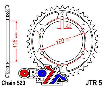 REAR SPROCKET JTR5.44 JT 520 OLD No. SR005-44.S.JT
