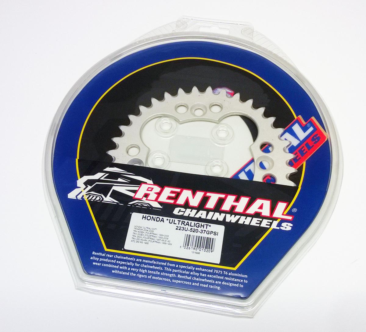 REAR SPROCKET RENTHAL ATV, ULTRALITE 223U-520-37GPSI SILVER