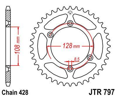 REAR SPROCKET JTR797.57 JT 428, STEEL 797-57