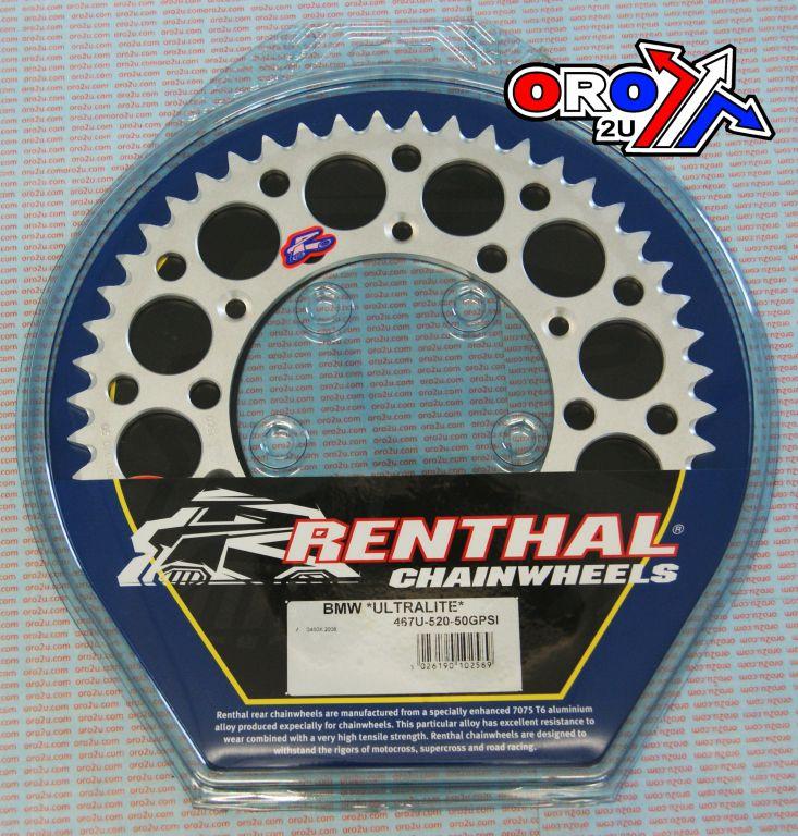 REAR SPROCKET RENTHAL BMW, ULTRALITE 467U-520-50GPSI SILVER