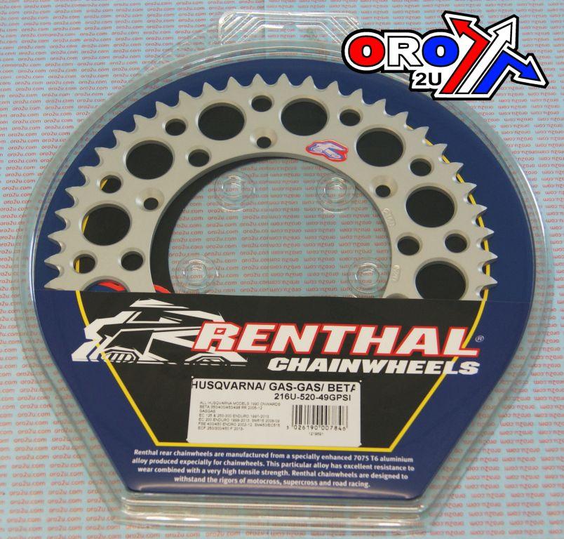 REAR SPROCKET ALLOY RENTHAL, ULTRALITE 216U-520-49GPSI, HUSQVARNA / GASGAS / BETA