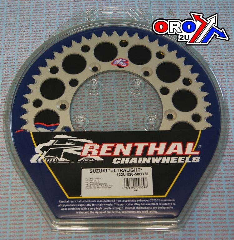 REAR SPROCKET ALLOY RENTHAL, ULTRALITE 123U-520-50GYSI SILVER, 123U-520-50GYSI
