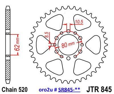 MINO REAR SPROCKET JTR845 520 ALLOY, 520-51