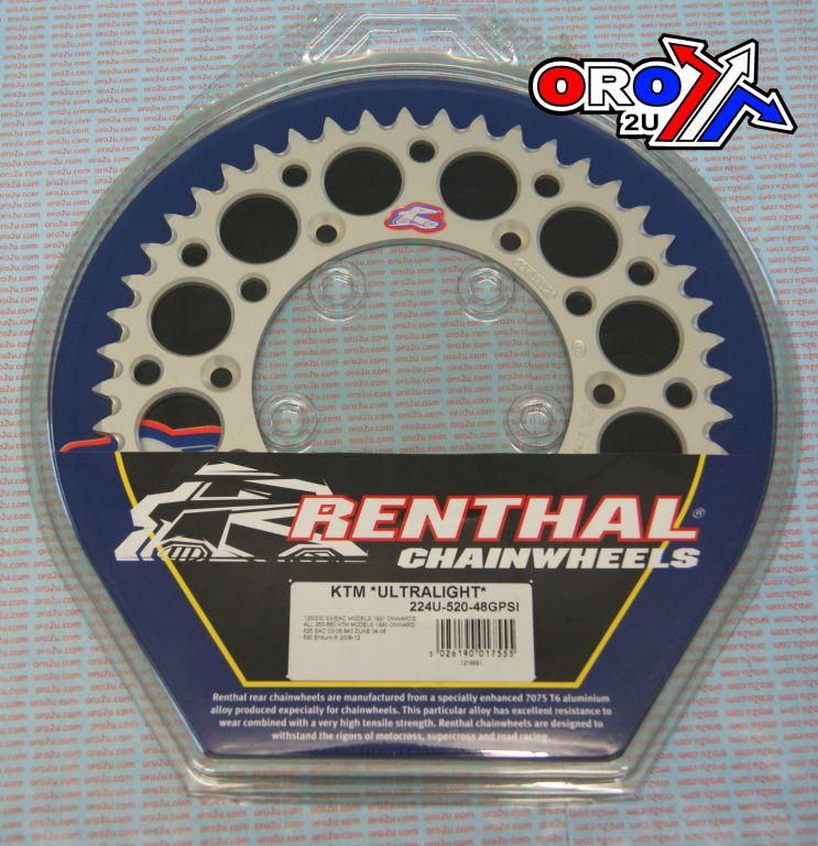 REAR SPROCKET RENTHAL KTM, ULTRALITE 224U-520-48GPSI SILVER, 224U-520-48GPSI