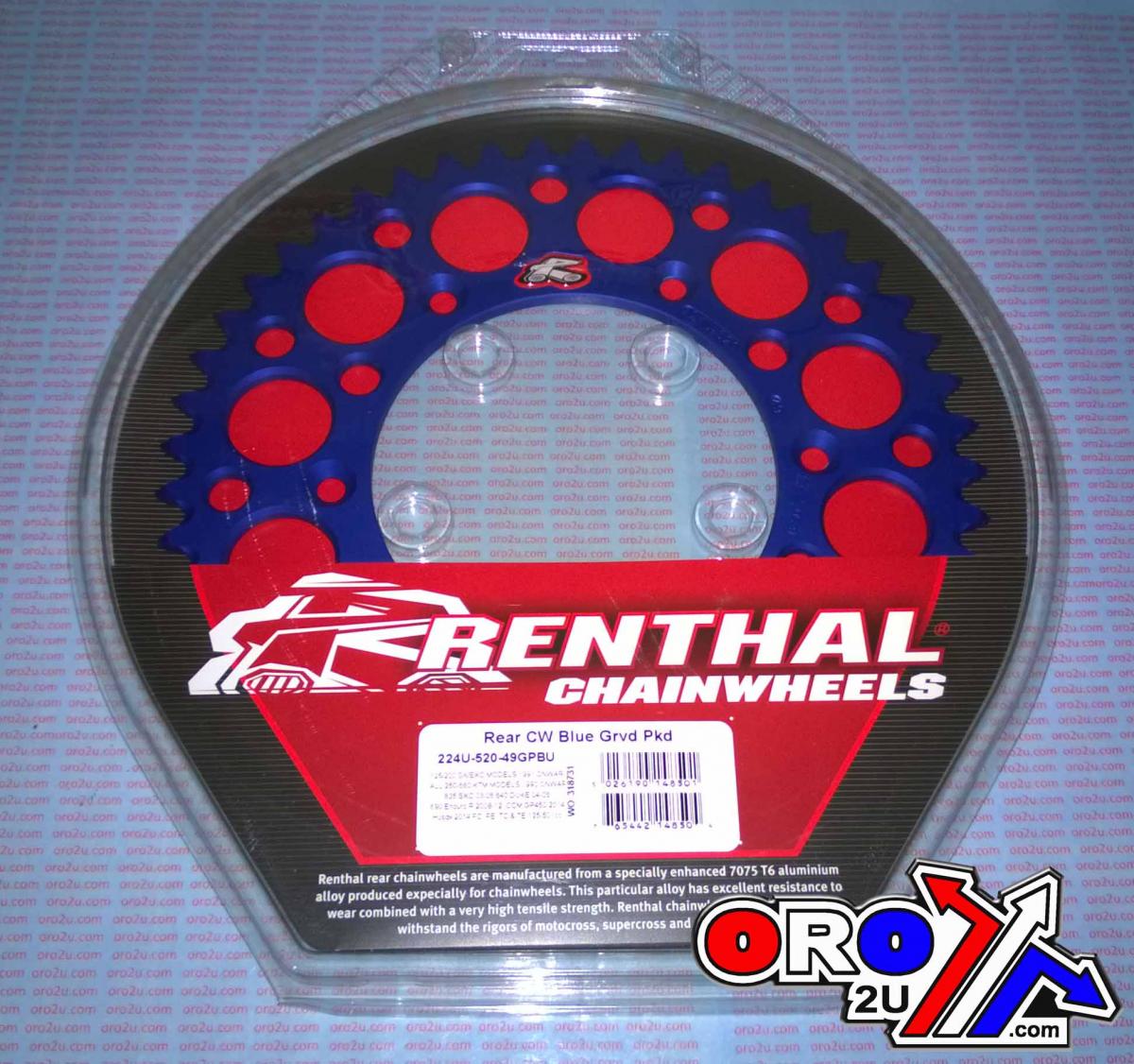 REAR SPROCKET RENTHAL KTM, ULTRALITE 224U-520-49GPBU BLUE