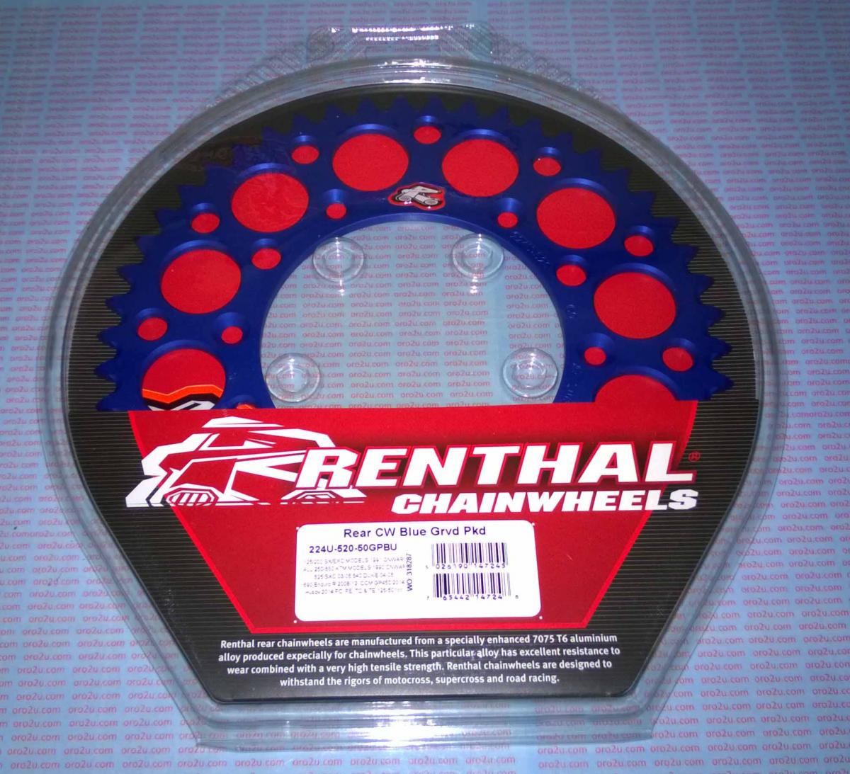 REAR SPROCKET RENTHAL KTM, ULTRALITE 224U-520-50GPBU BLUE, 224U-520-50GPBU