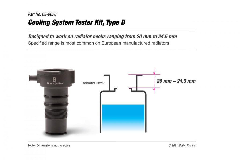COOLING SYSTEM TESTER EURO RADIATOR 20-24.5mm MOTION PRO 08-0670