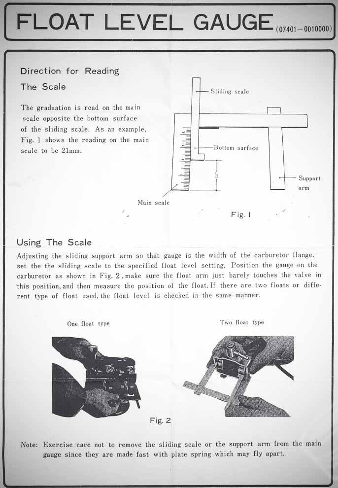 FLOAT LEVEL SETING GAUGE