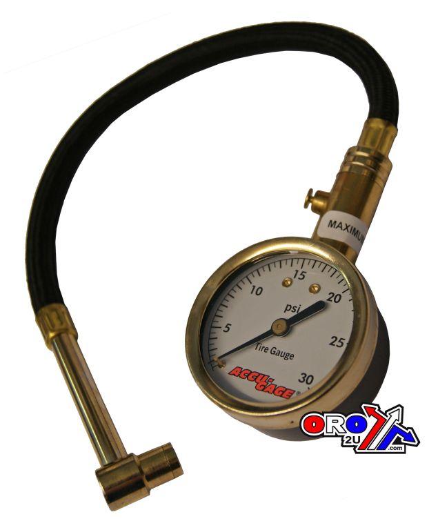 TYRE PRESSURE GAUGE 30 PSI, WITH HOSE & BLEEDER 90* TIP, RA30X