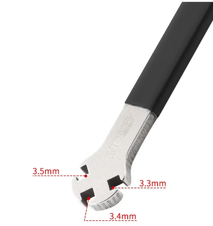 BICYCLE SPOKE NIPPLE WRENCH KEY 3.3mm 3.4mm 3.5mm STAINLESS STEEL