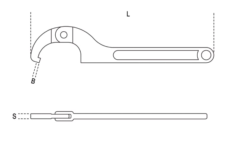 Hook Wrench with Square Noses for Ring Nuts 50mm-80mm - Beta Tools 99SQ 50-80