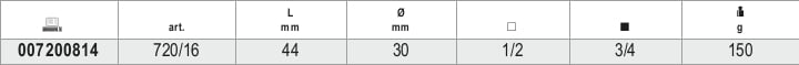 Impact Adaptor, 1/2 Female to 3/4 Male Drives, 44mm Length - Beta Tools 720/16