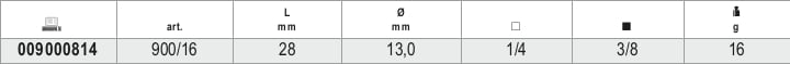 Adaptor, 1/4 Female to 3/8 Male Drive, 28mm Length - Beta Tools 900/16