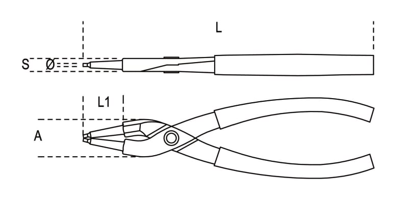 Internal Circlip Pliers Straight Pattern PVC Handles 180mm - Beta Tools 1032 180