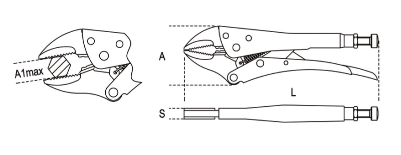 Adjustable Self-Locking Pliers Concave Jaws 240mm - Beta Tools 1052 240