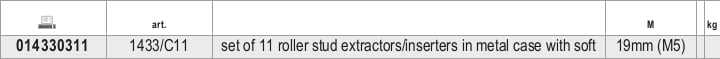 Set of 11 Roller Stud Extractors/Inserters M5 - M16 with Metal Case - Beta Tools 1433/C11