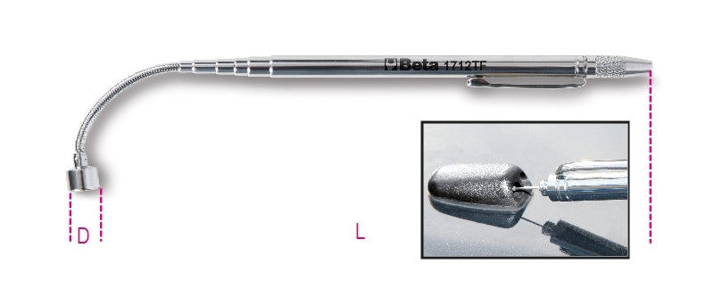 Telescopic Magnet with Flexible Head 150-590mm - Beta Tools 1712TF