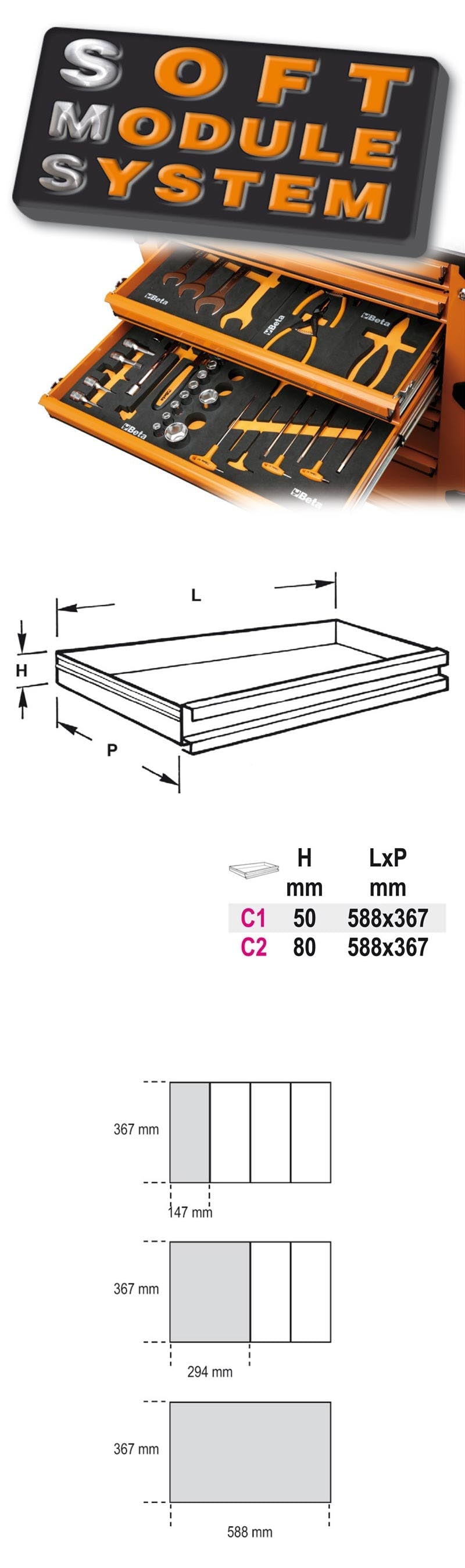 Soft Thermoformed Tray with Tool Assortment - Beta Tools M145