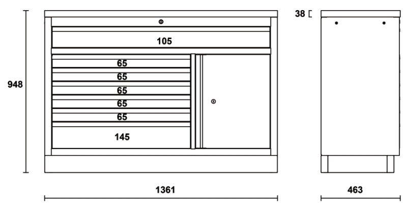Fixed Module with 7 Drawers and Storage Compartment for Workbench - BetaC45PRO C45PRO M7A/X