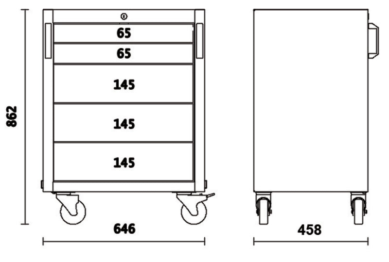 Mobile Roller Cab with 5 Drawers and Swivel Castors for Workshop - BetaC45PRO C45PRO C5