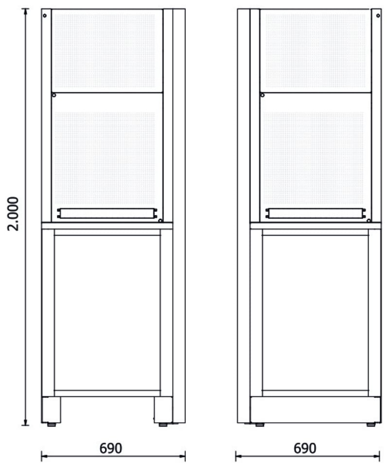 Self-Supporting Complete Corner for RSC50, 630x630mm Worktop, Shockproof PVC Coat, Includes 2 Lower Panels 650x625mm, 2 Upper Panels 650x400mm, Complete Framework - BetaRSC50 RSC50 AC-A