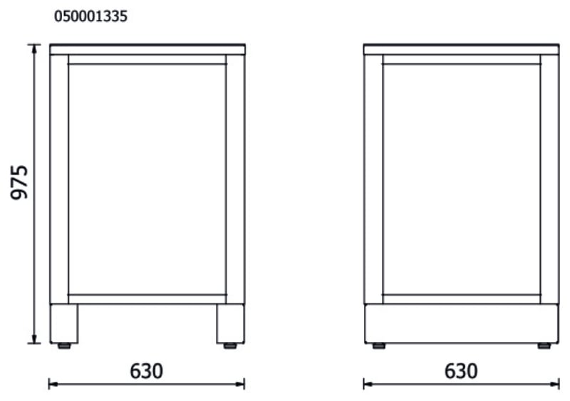 Lower Corner Element, 630x630mm Worktop, Shockproof PVC Coat - BetaRSC50 RSC50 KAI-A