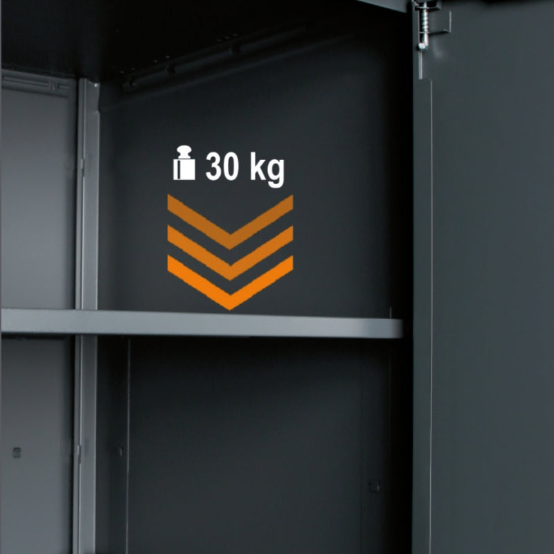 Sheet Metal Single-Door Tool Cabinet for RSC50, 590x615mm Interior, 4 Adjustable Shelves, Folding Clothes Rail, Lock, Adjustable Feet - BetaRSC50 RSC50 A1