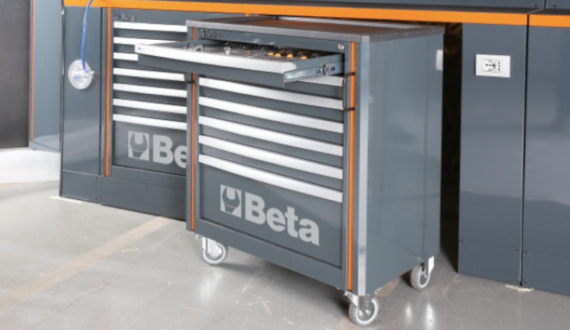 Comprehensive Workshop Equipment Set with Cabinets, Workbenches, Mobile Roller Cab, Tool Panels, 5.4x2.00x0.76m - BetaRSC55 C55
