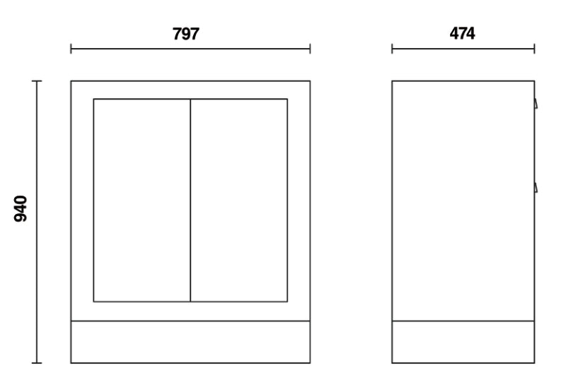 Fixed Two-Door Module with Lock, Adjustable Interior Shelf - BetaRSC55 C55MA
