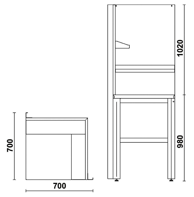 Self-Supporting Complete Corner Worktop, 700x700mm, with Tool Wall Systems and Fixing Shelves - BetaRSC55 C55AC-O