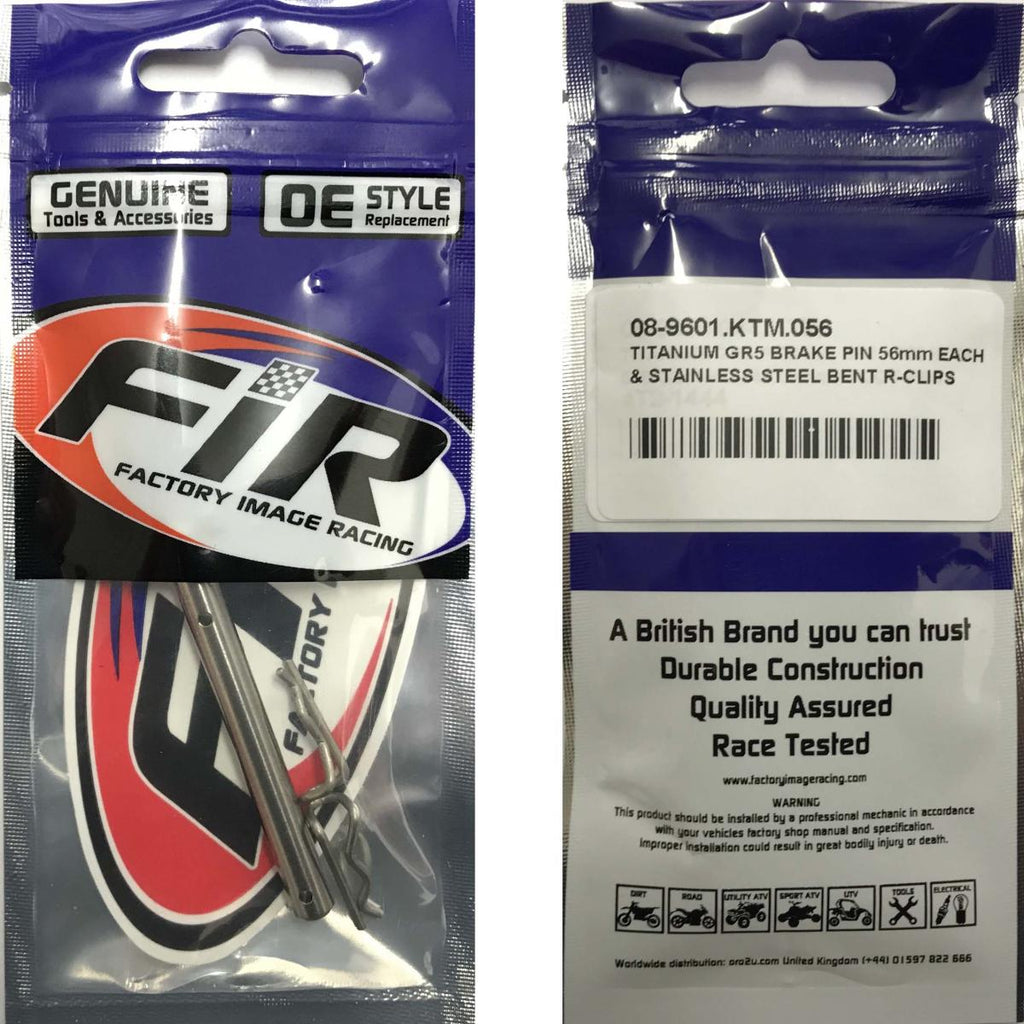 TITANIUM GR5 BRAKE PIN 56mm EACH, & STAINLESS STEEL BENT R-CLIPS