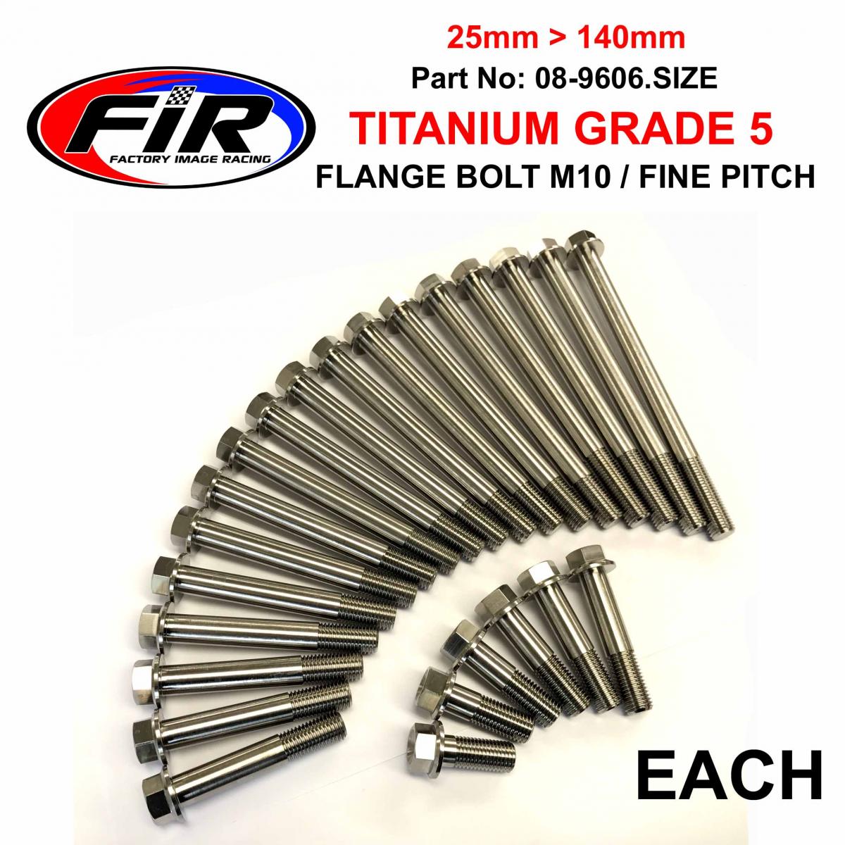 TITANIUM GR5 BOLT M10 x 110mm EACH, METRIC FINE 1.25mm / GRADE 5