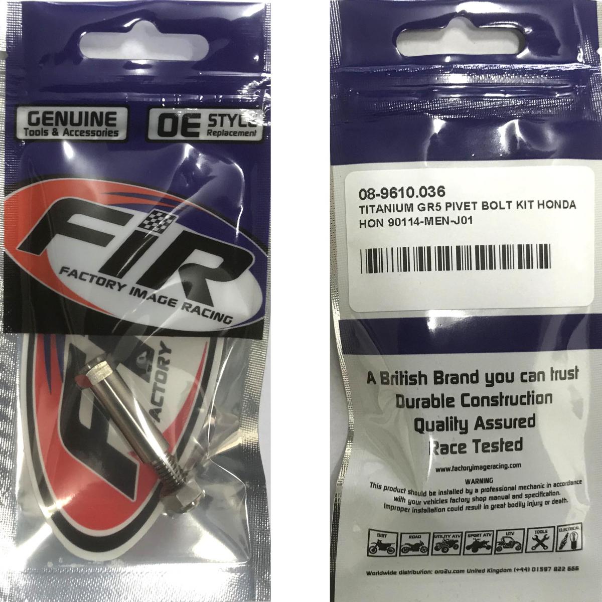 TITANIUM GR5 PIVOT BOLT KIT HONDA, 90114-166-006 90114-MEN-J01