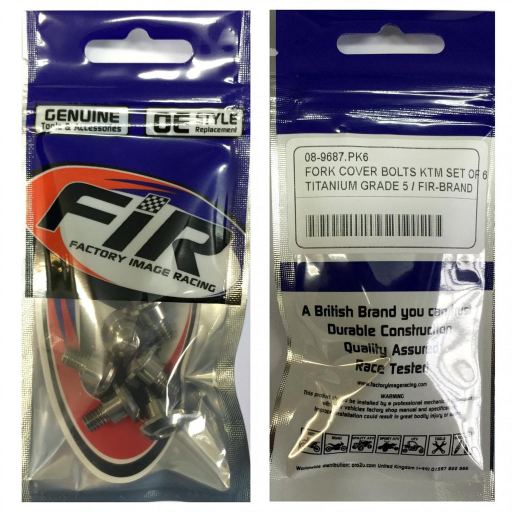 FORK COVER BOLTS KTM SET OF 6, TITANIUM GRADE 5 / OEM PART NO: 59001092050