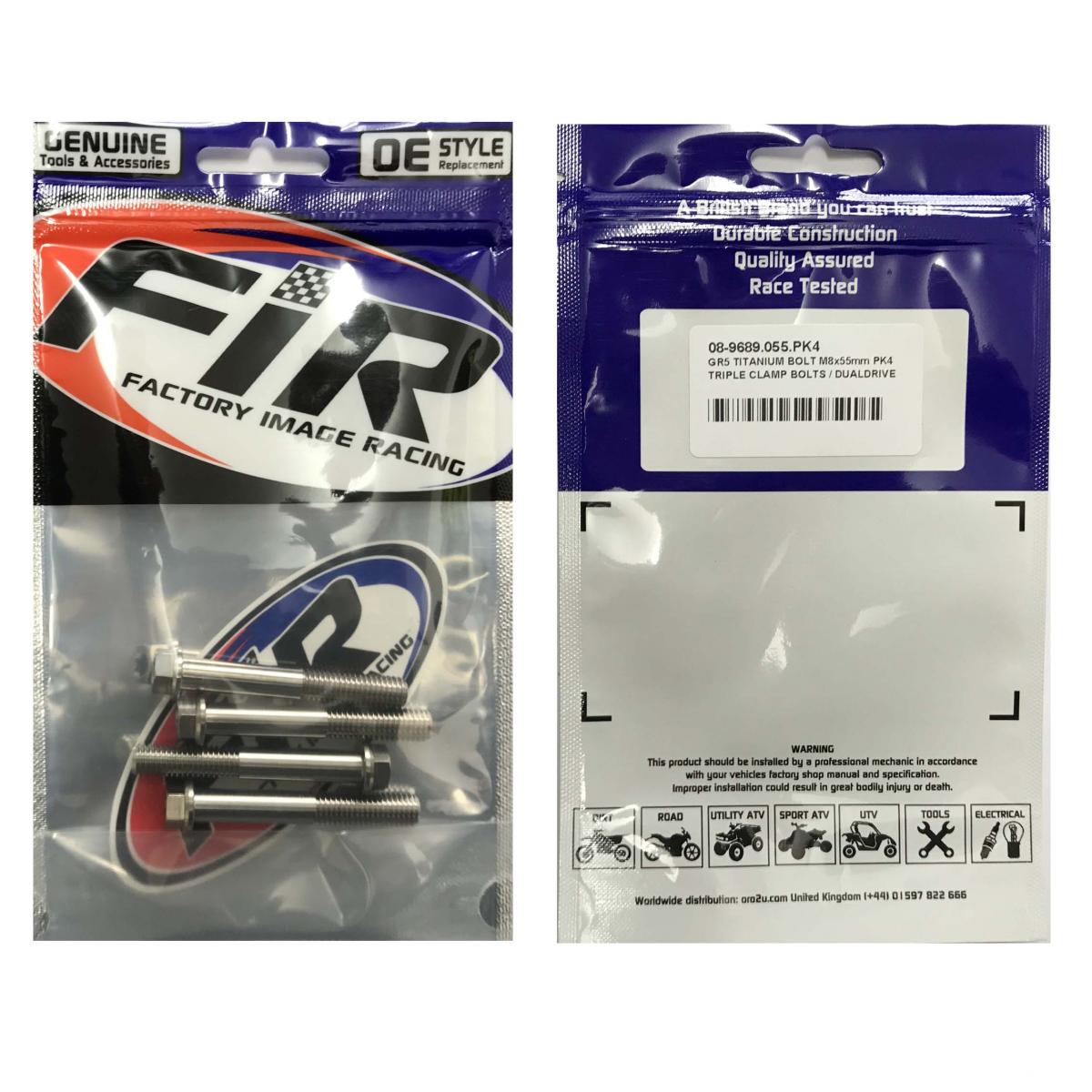 GR5 TITANIUM BOLT M8x55mm PK4, TRIPLE CLAMP BOLTS / DUALDRIVE