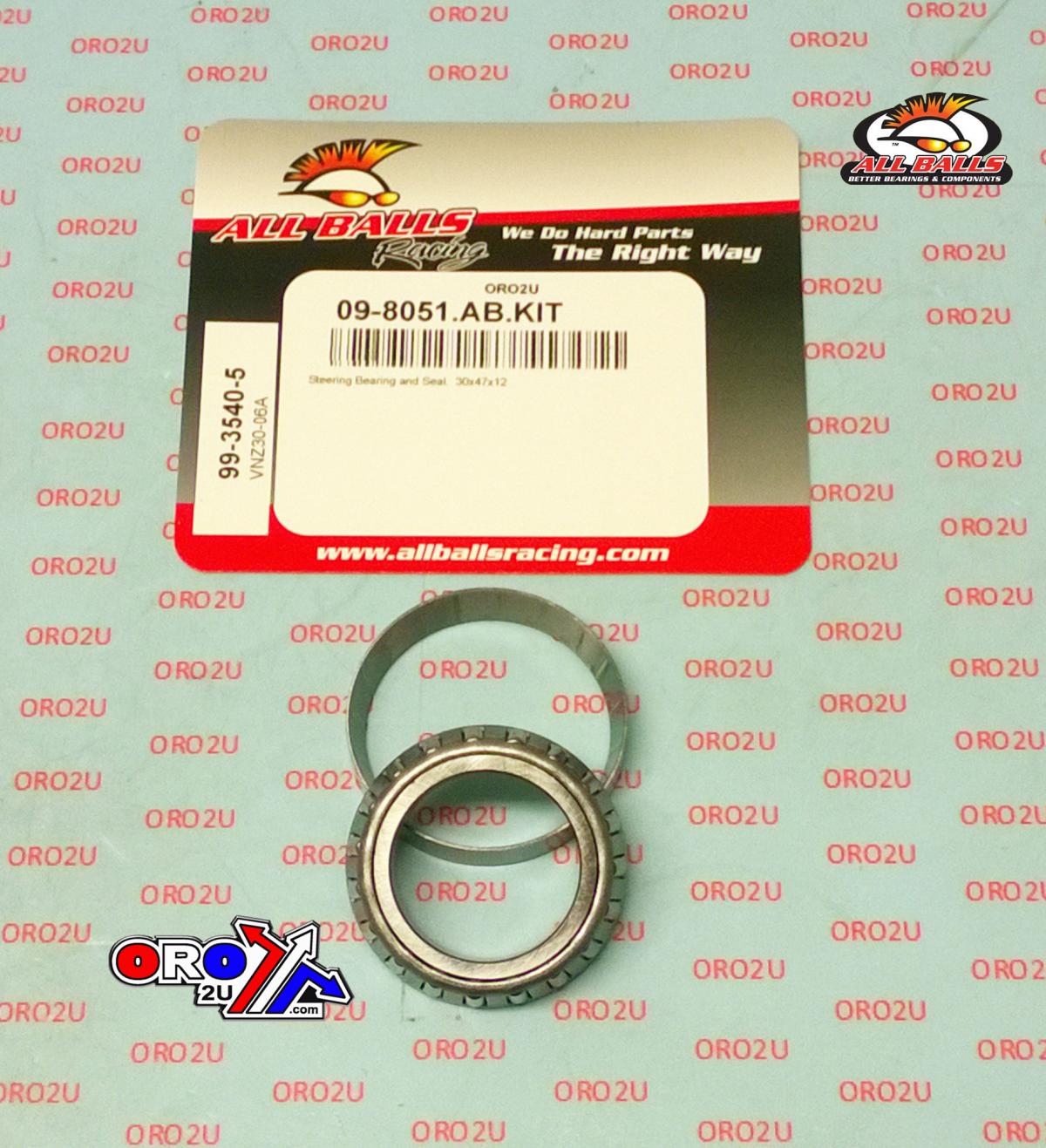BEARING TAPER & SEAL KIT, ALLBALLS 99-3540-5, 30x47x12, OPEN