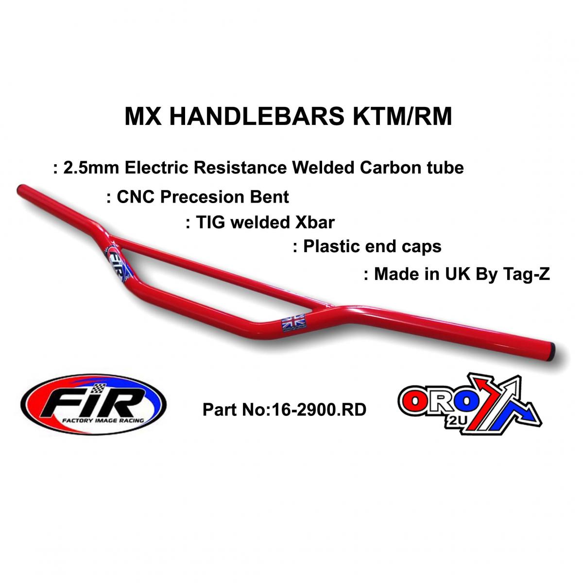 MX STEEL HANDLEBARS KTM/RM/CR, / RED 22mm / 7/8'', REF 48-216 672 & 48-722 722-01