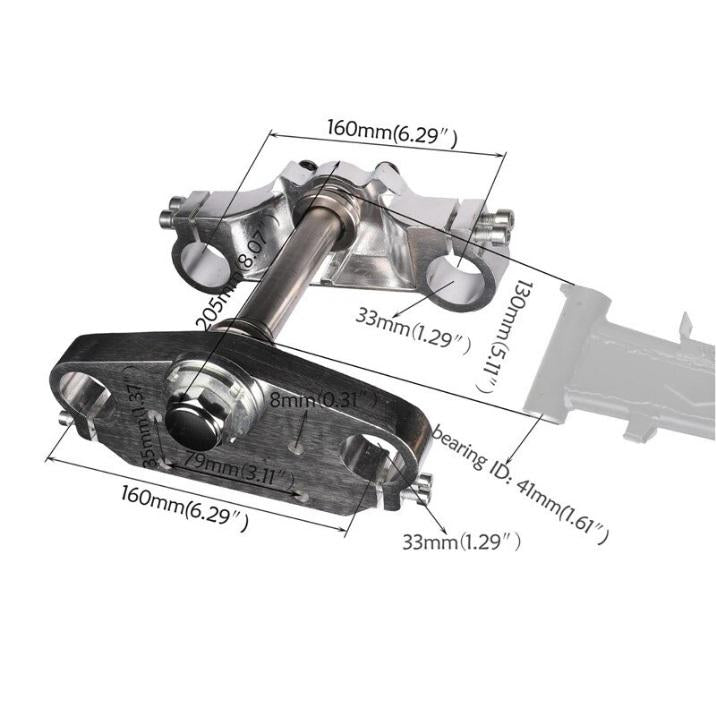 PIT BIKE TRIPLE CLAMPS 33MM, 22MM BAR MOUNT