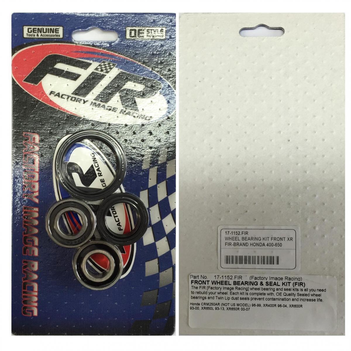 WHEEL BEARING KIT FRONT XR, HONDA 400-650, CRM250AR 1996-1999, XR400R 96-2004, XR600R 93-2000, XR650L 93-2017, XR650R 00-2007