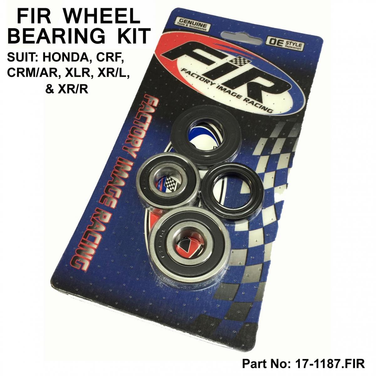 WHEEL BEARING KIT REAR CRF, HONDA SUZUKI, CRF230L 08-09, CRF230M 09, CRM250AR (NOT US MODEL) 96-99, XLR125 (Euro) 98, XR125L (Euro) 04-11, XR2