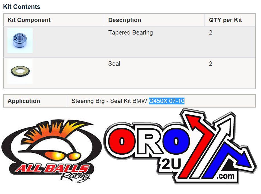 STEERING BEARING KIT ALLBALLS, ALLBALLS 22-1068 BMW/HARLEY