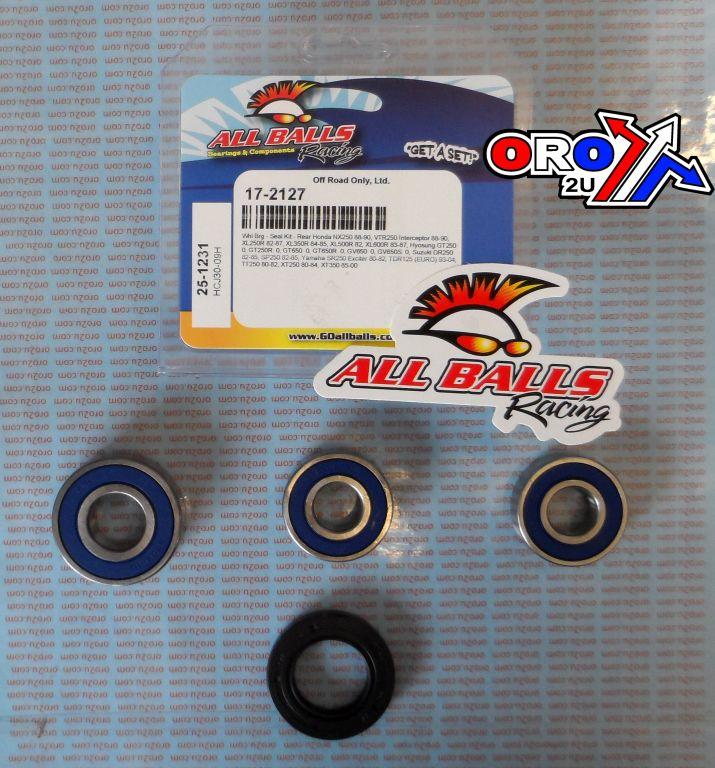 WHEEL BEARING KIT REAR 80-17 HON/SUZ/YAM/HYOSUNG, ALLBALLS 25-1231 ROAD