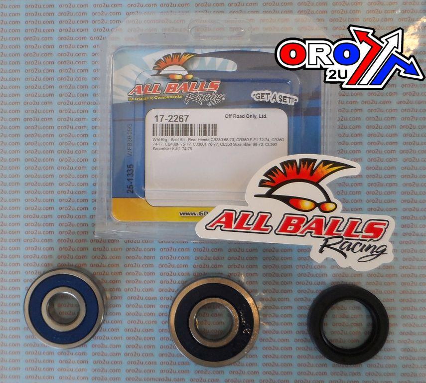 WHEEL BEARING KIT REAR 68-77 HON CB/CJ/CL/SL 350-400, ALLBALLS 25-1335 ROAD