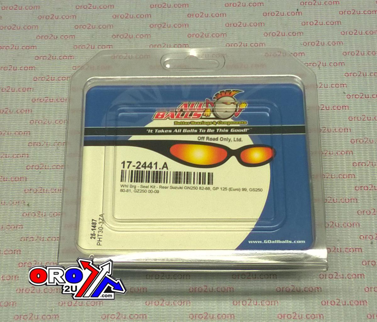 WHEEL BEARING KIT REAR 80-10 SUZUKI GN/GP125/GS/GZ250, ALLBALLS 25-1487 ROAD