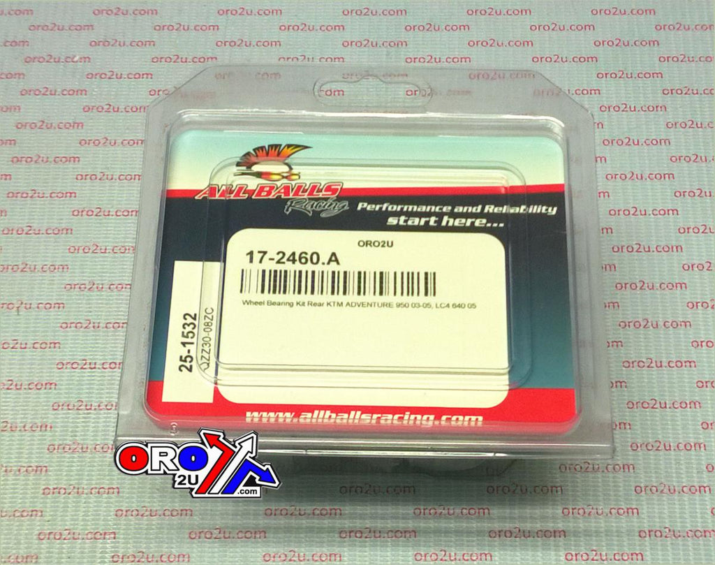 WHEEL BEARING KIT REAR 03-05 KTM LC4 640/ADVENTURE 950, ALLBALLS 25-1532 ROAD