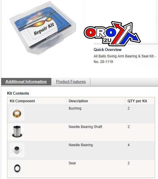 SWINGARM BEARING KIT ALLBALLS, ALLBALLS 28-1119 HUSQVARNA