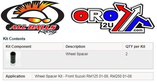WHEEL SPACER KIT RM 125 01-08, ALLBALLS 11-1055-1 FRONT 250